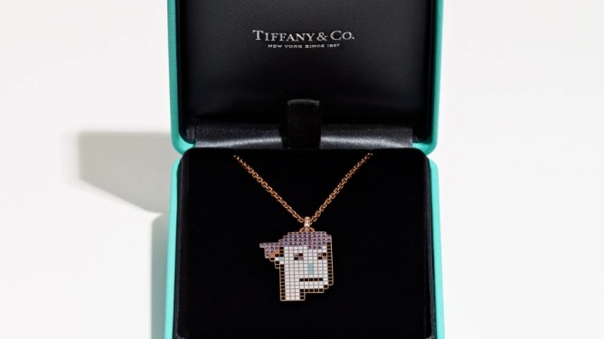 An image of a Tiffany & Co. CryptoPunk NFT pendant