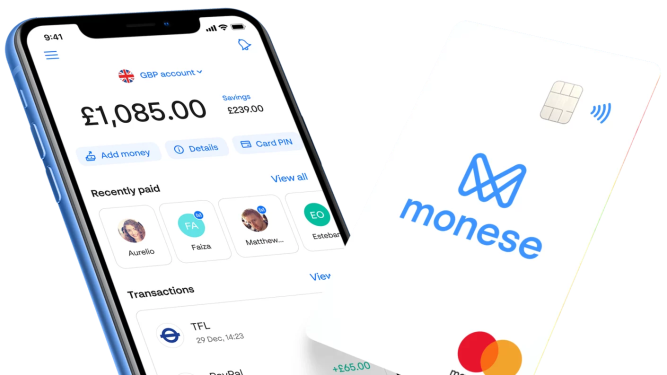 Monese app on smartphone