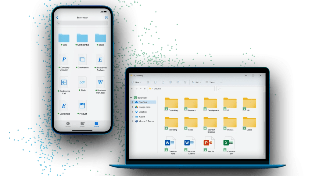 Boxcryptor on a smartphone and laptop