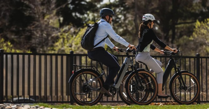 Two riders on Velotric e-bikes...