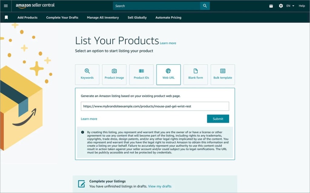 Amazon URL-based AI-powered listing tool