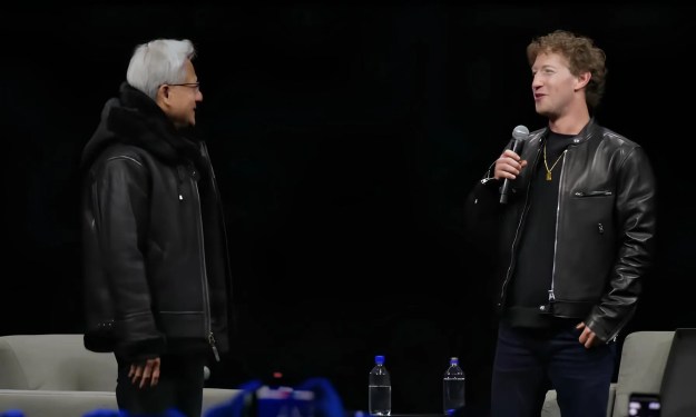 Zuckerberg Huang swap jackets onstage